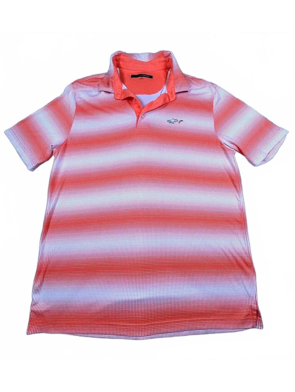 Greg Norman Men's Polo Shirt Orange and White Gradient Size Large